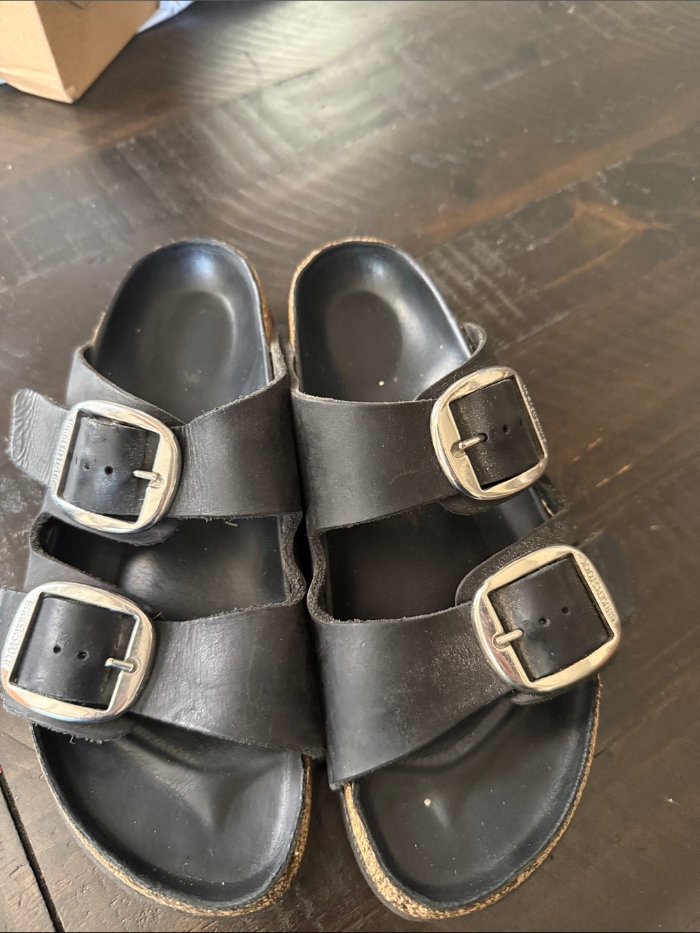 Birkenstock Black Double-Buckle Leather Slide Sandals